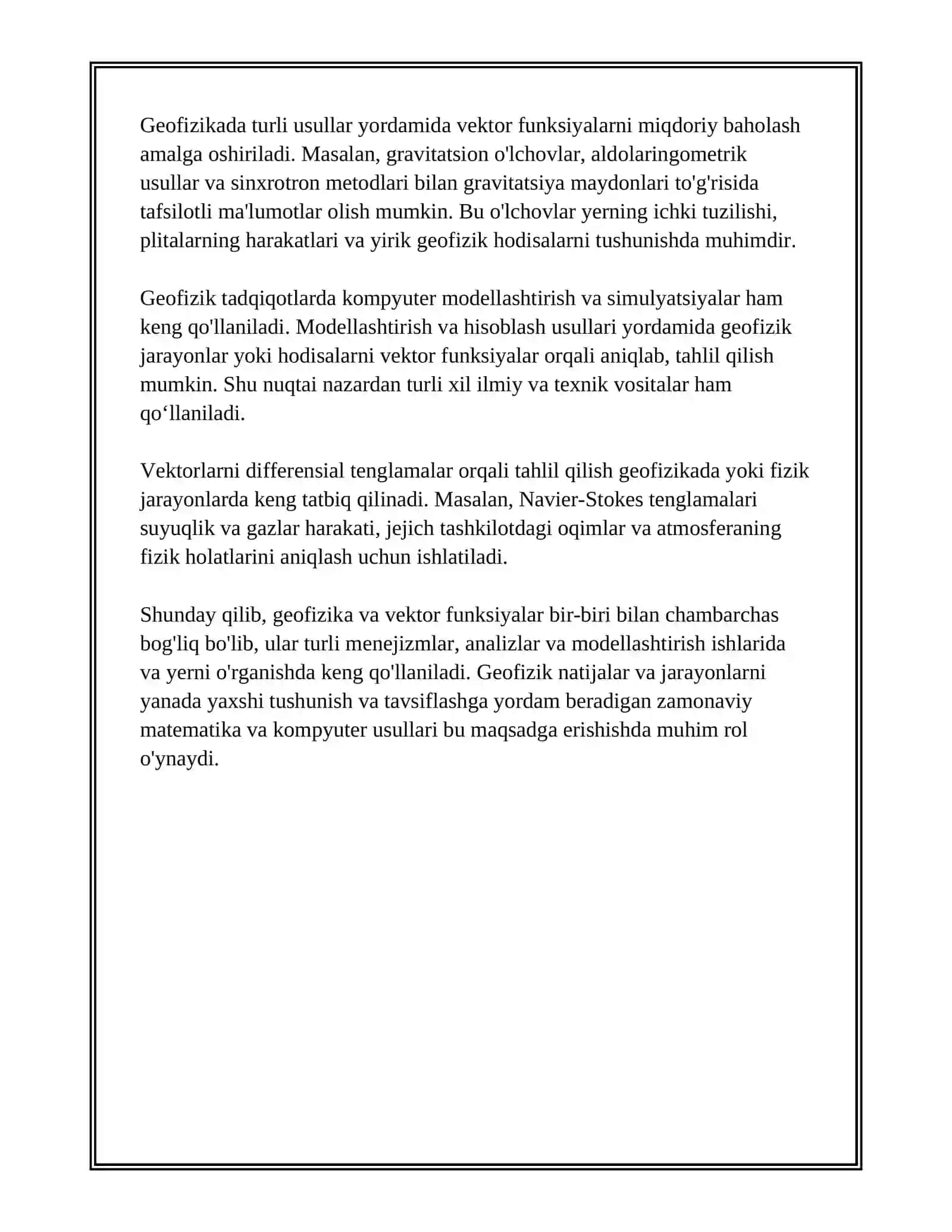 VEKTOR FUNKSIYALARNING GEOFIZIKA SOHASIDAGI TATBIQLARI 4