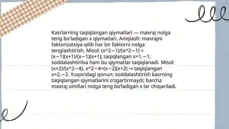 Algebraik kasrlar 4