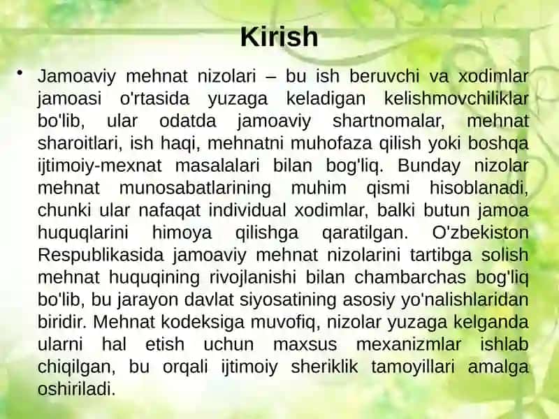 Jamoaviy Mehnat Nizolarini Tartibga Solish Bo‘yicha Davlat Organlari 4