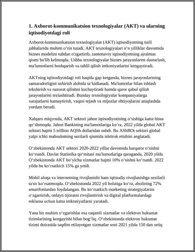 "IQTISODIYOTDA AXBOROT KOMMUNIKATSION TEXNOLOGIYALAR VA TIZIMLAR" 4