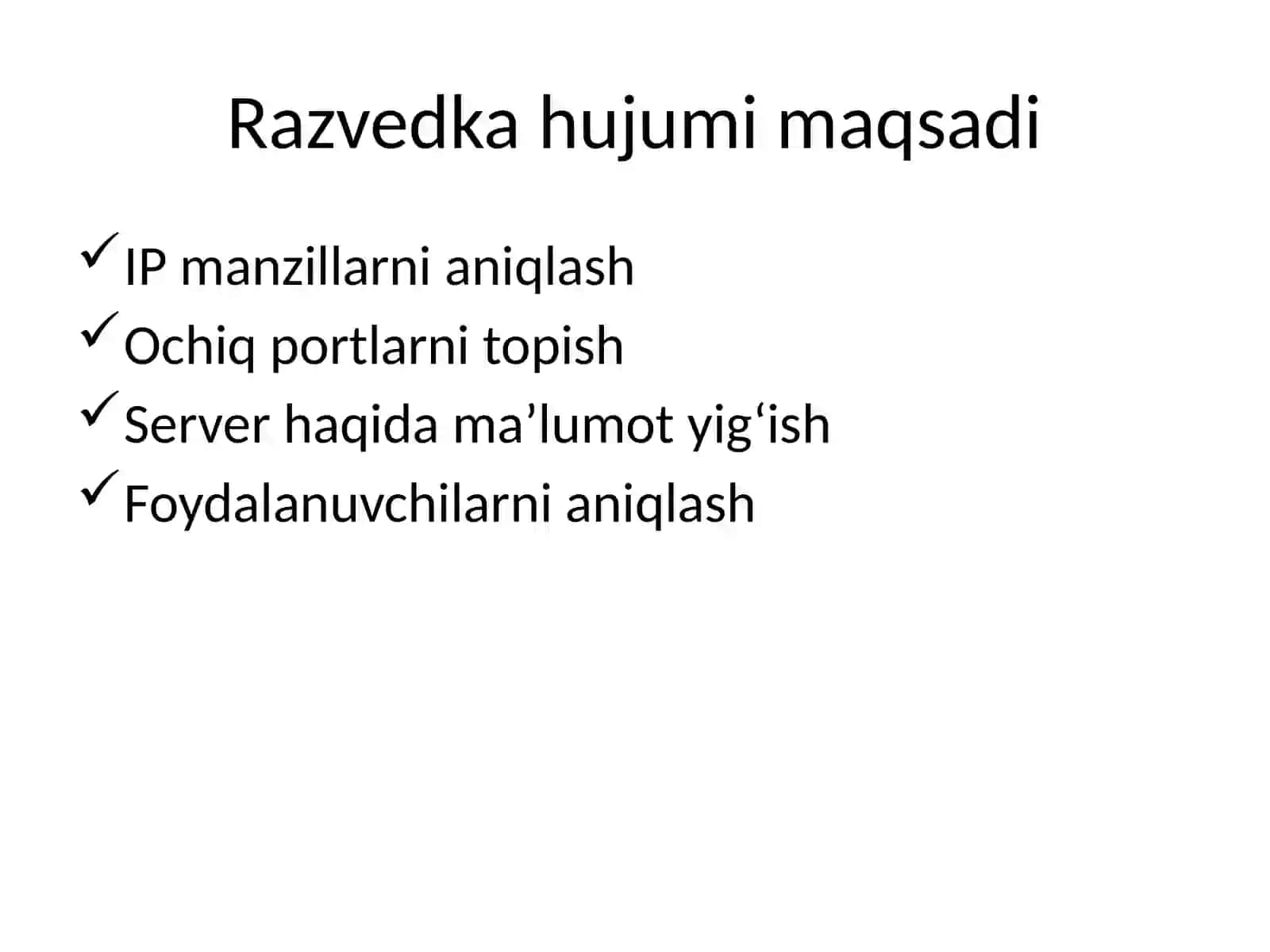 Razvedka hujumi (Reconnaissance Attack) 4