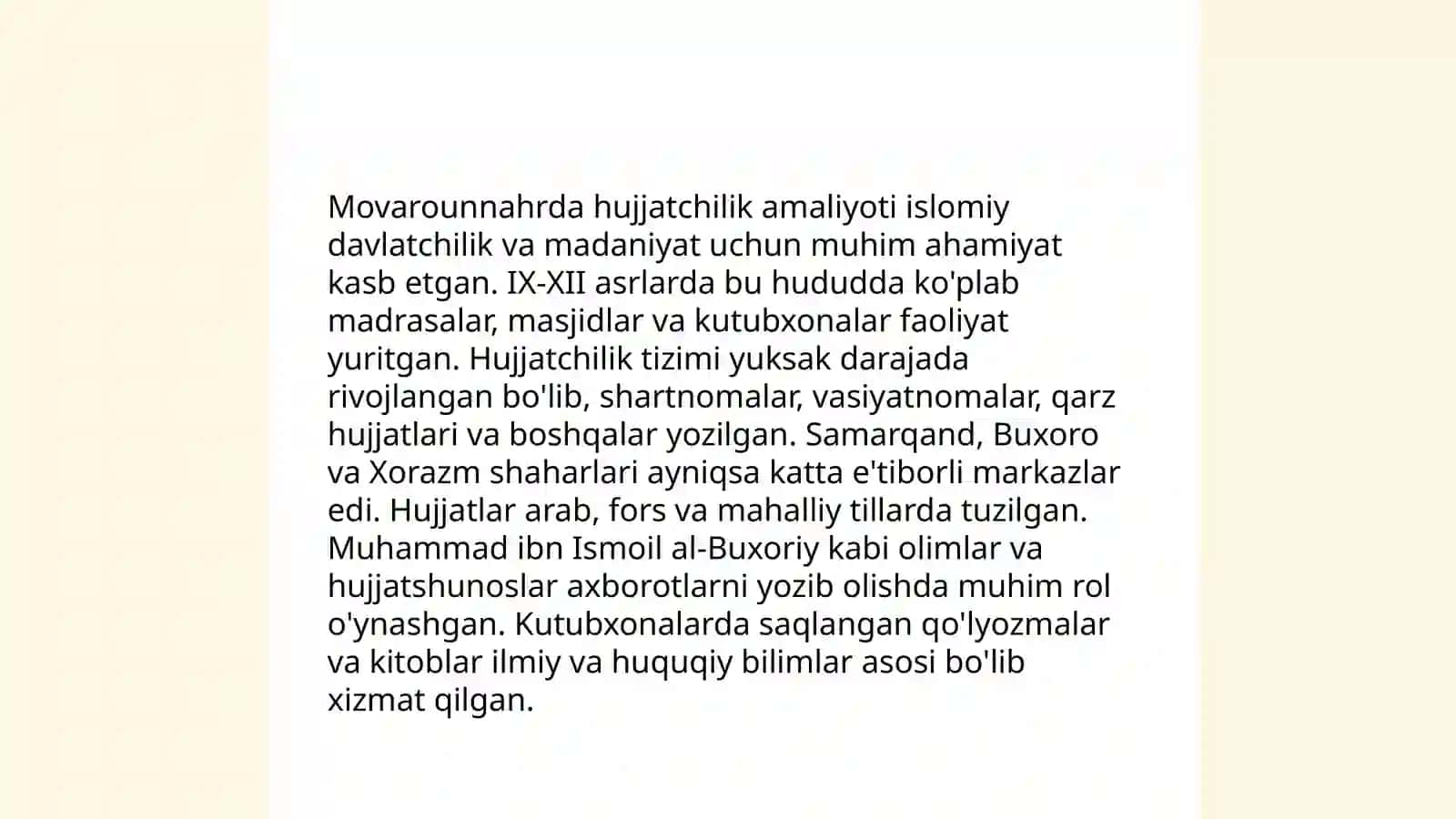 O'zbekistonda hujjatchilik tarixi 4