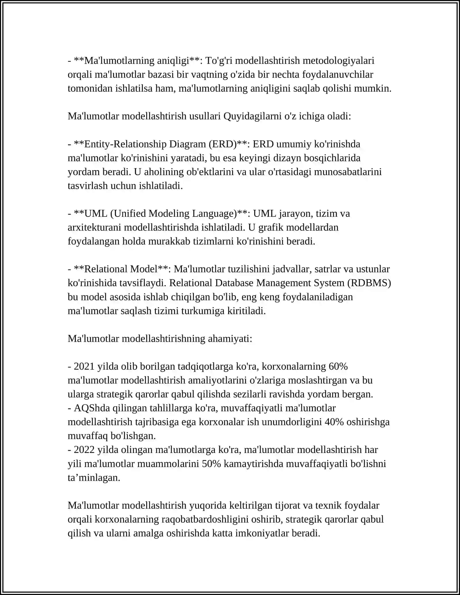 MA'LUMOTLAR BAZALARI VA ULARNI INTELLEKTUAL TAHLIL QILISH 4