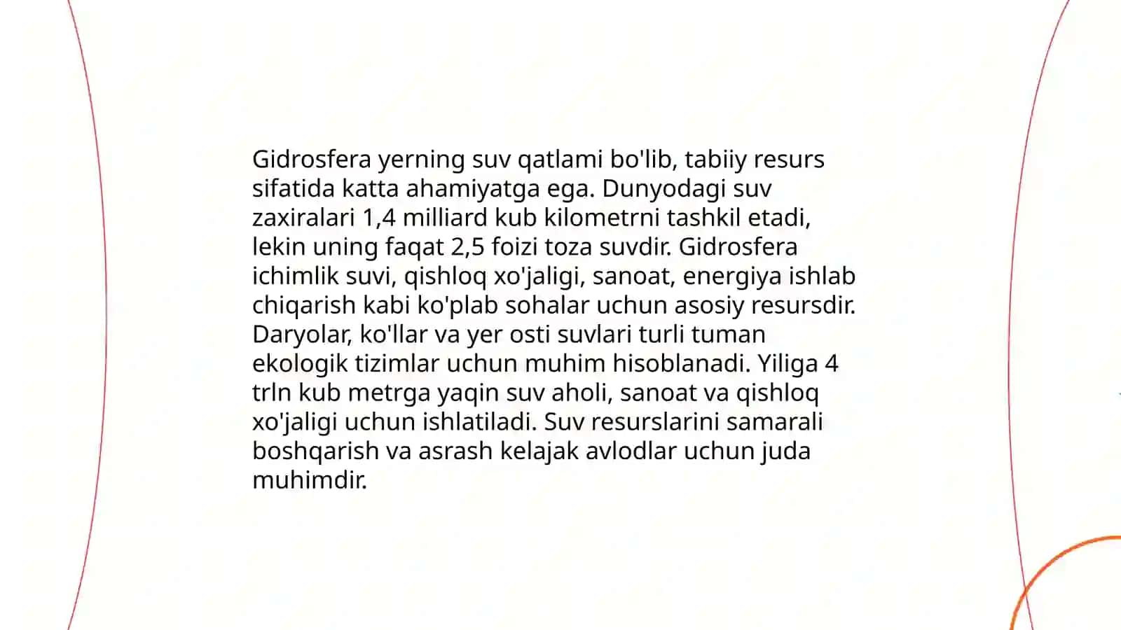 Gidrosferaning ekologik funksiyasini tahlil qilish 4