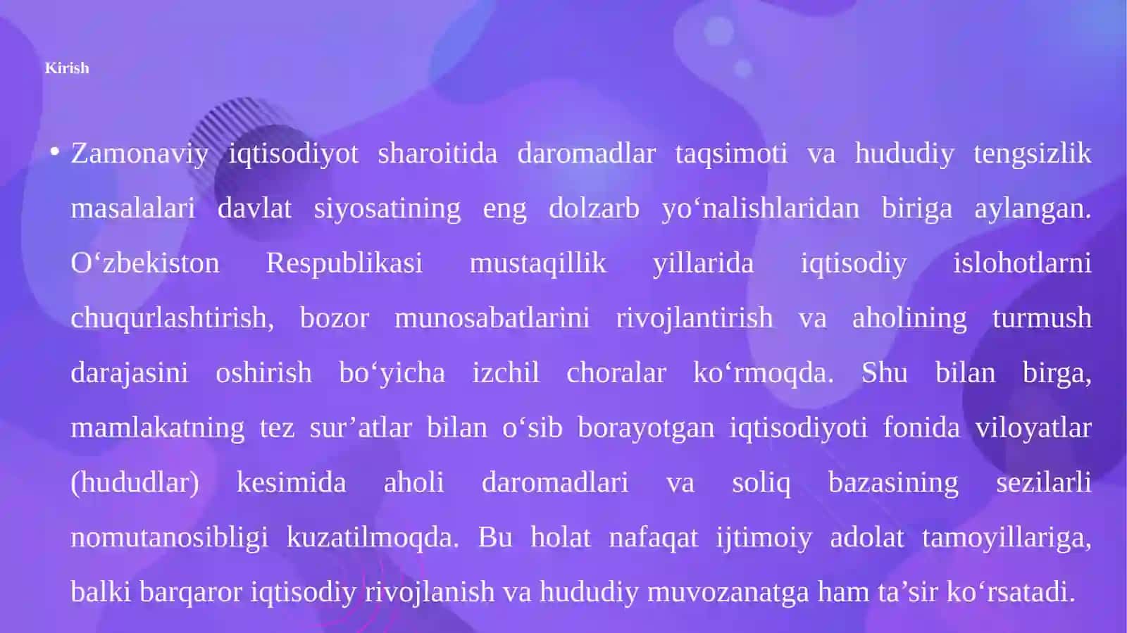 Soliq tizimida hududlar kesimida daromadlar tengsizligi 4
