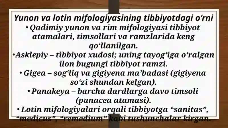 Tibbiyotda lotin–yunon mifologiyalari. Yunon–lotin epigrammalarida tibbiyot va salomatlik 4