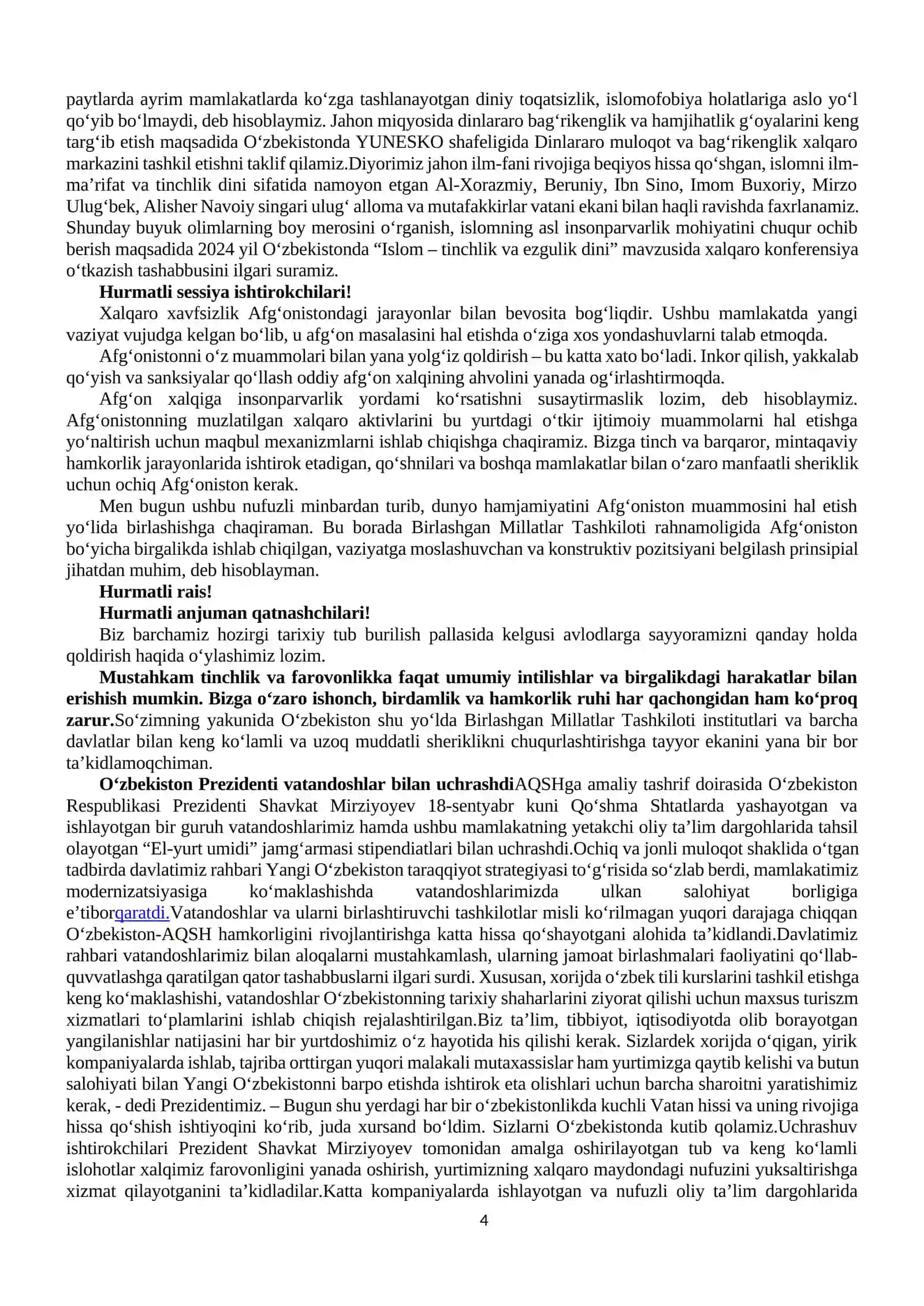 Oʻzbekiston Respublikasidagi iqtisodiy, Ijtimoiy-siyosiy voqealarga doir MAʼLUMOTLAR 4