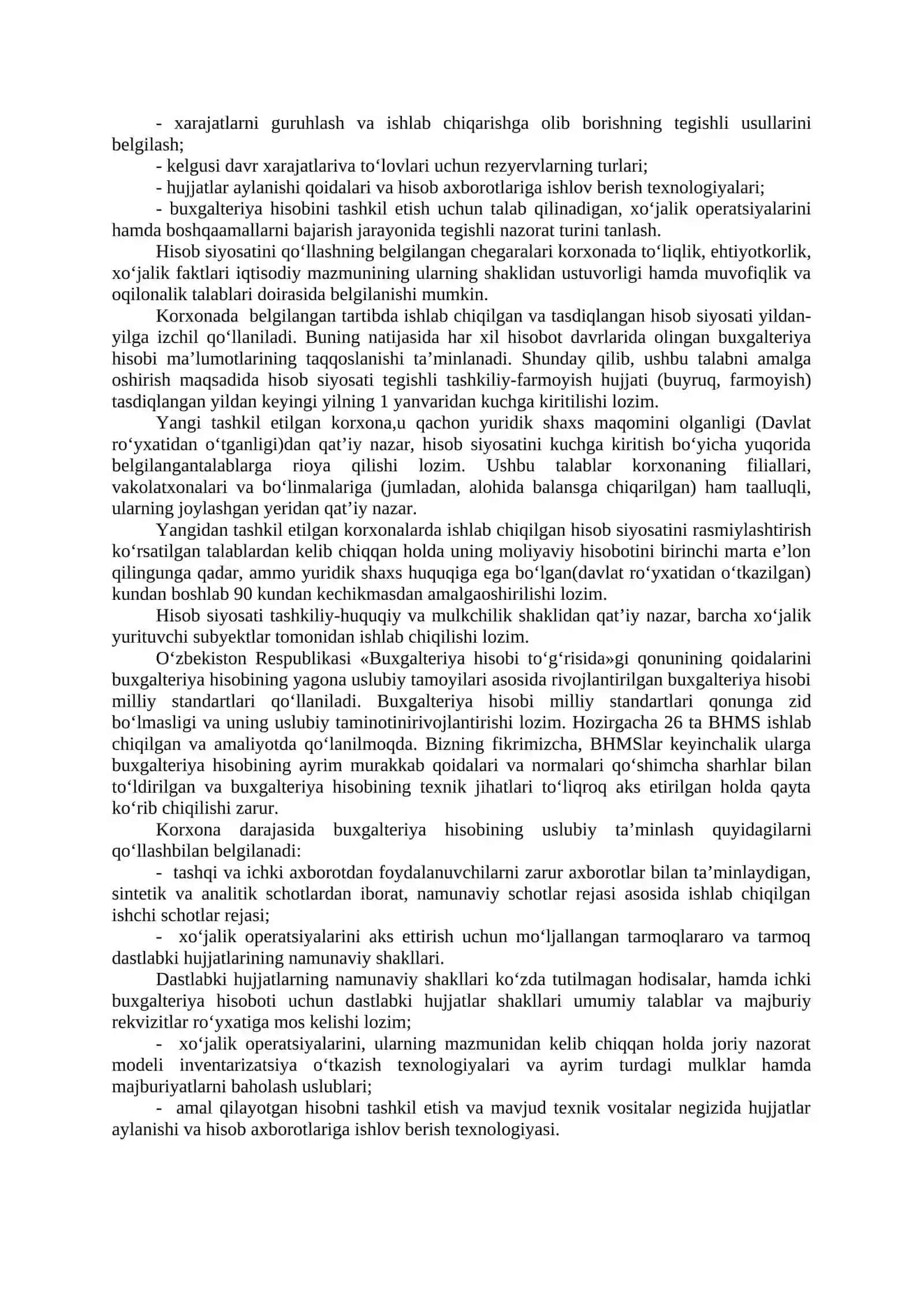 Korxonaning hisob yuritish siyosati, uning ahamiyati va vazifalari 4