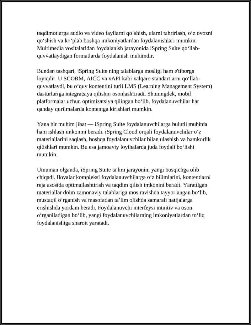 ISPRING SUITE, HOT POTATOES, MYTESTX, EASYQUISY DASTURLARI VA ULARNING IMKONIYATLARI 4
