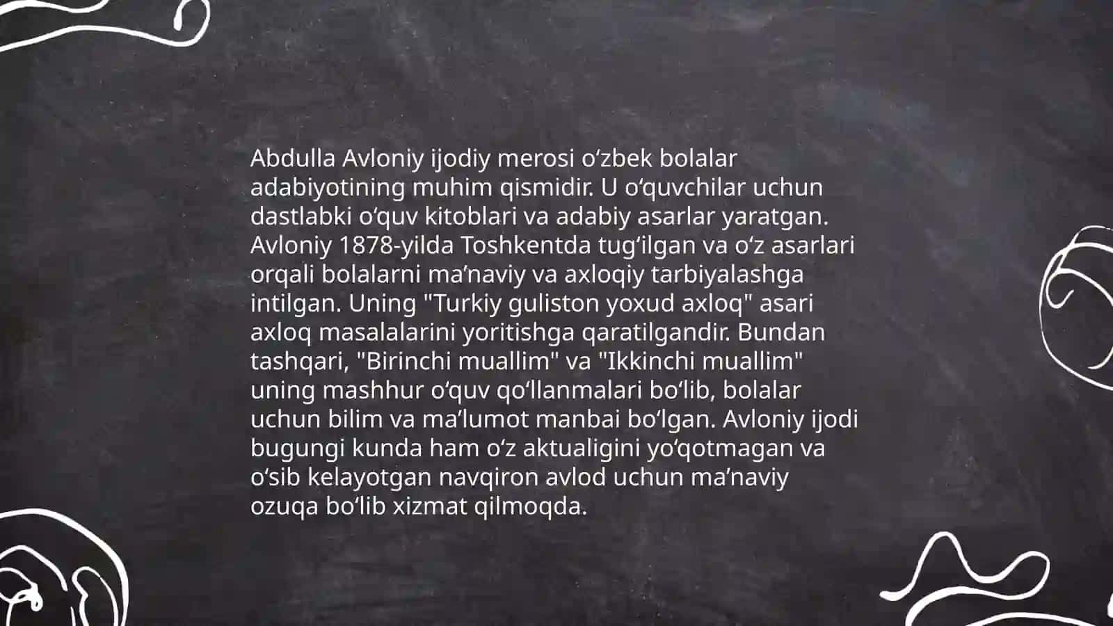 Abdulla Avloniy bollar adabiyotiga qo`shgan hissasi 4