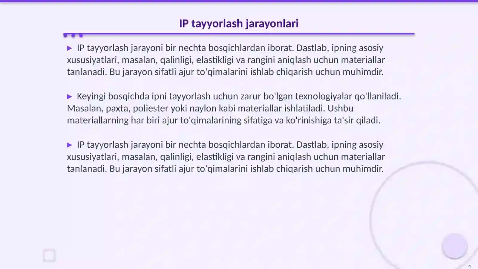 AJUR TO'QIMALAR ISHLAB CHIQARISH UCHUN IP TAYYORLASH 4