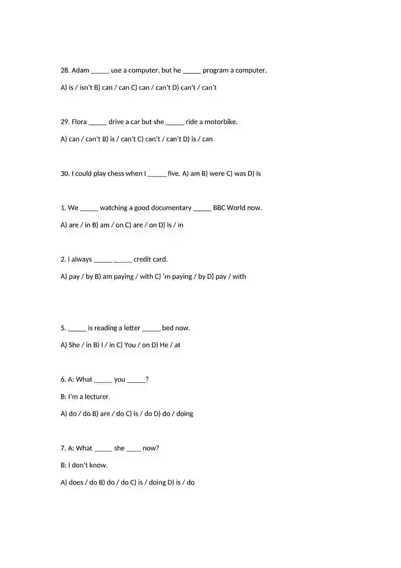 English Grammar Practice Questions 4