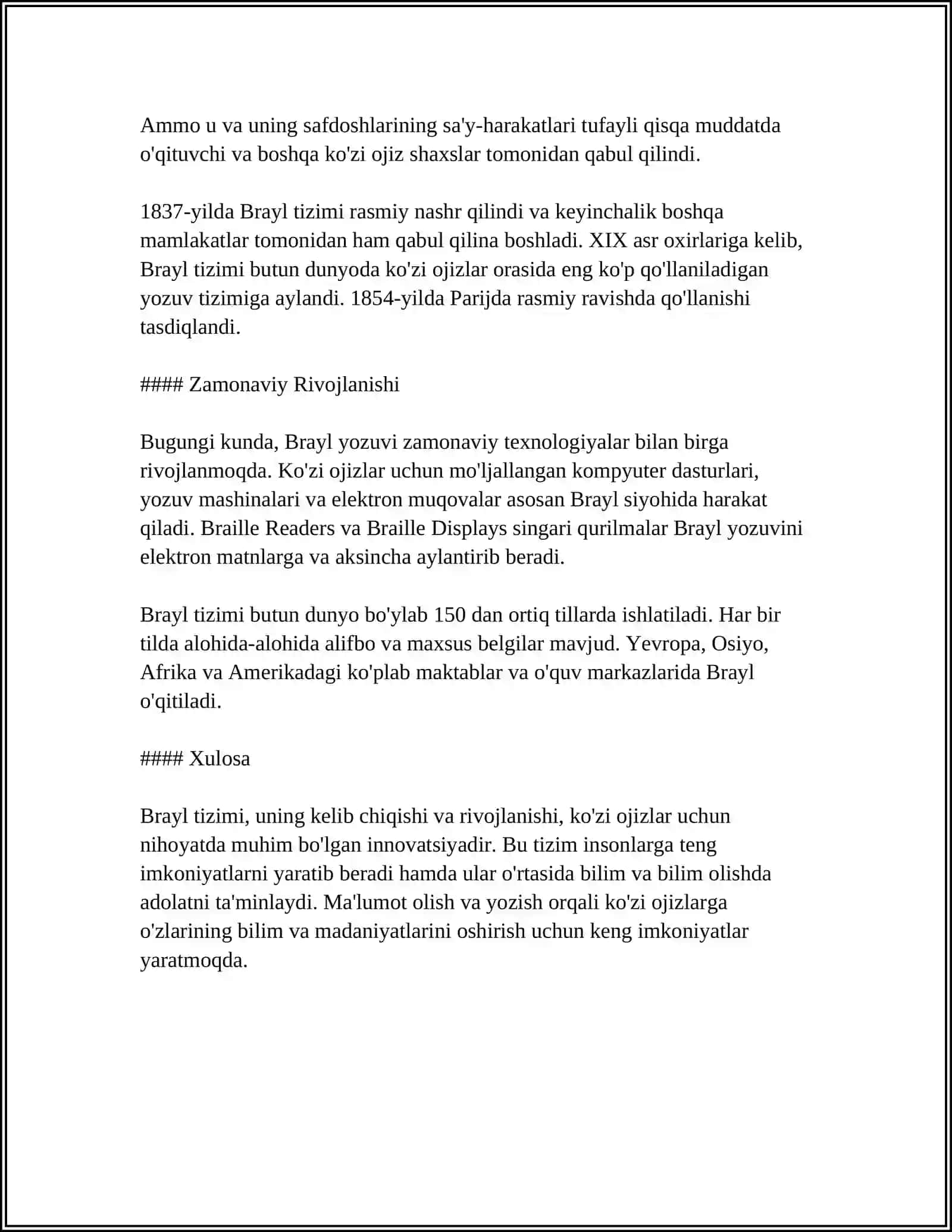 BRAYL TIZIMI KOMBINATSIYALARI VA ULARNI OʼQITISH VA OʻRGATISH TEXNIKASI 4
