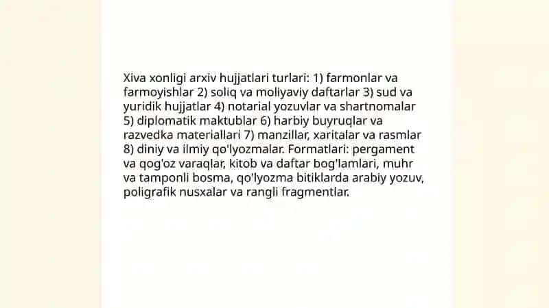Xiva xonligi arxiv ishi tarixi 4