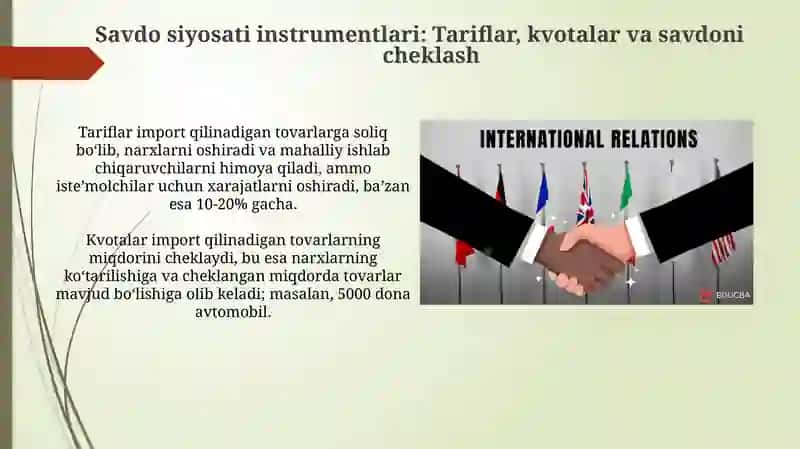 Xalqaro savdo nazariyalari va tashqi iqtisodiy aloqalari 4