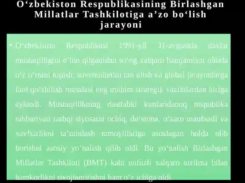 O‘ZBEKISTON – BMT HAMKORLIGI Reja 4