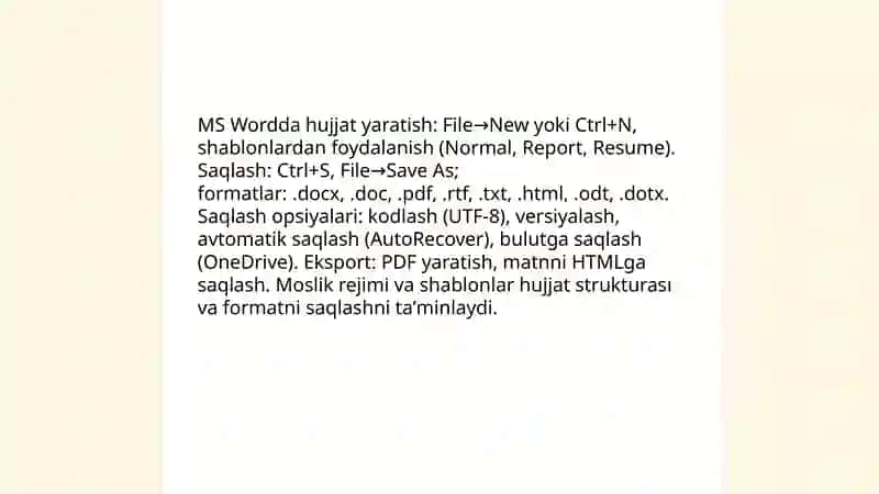 MS Word matn muharriri bilan ishlash 4