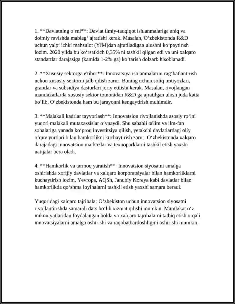 INNOVATSION IQTISODIYOTNI RIVOJLANTIRISHDA XORIJIY TAJRIBALARDAN FOYDALANISH 4