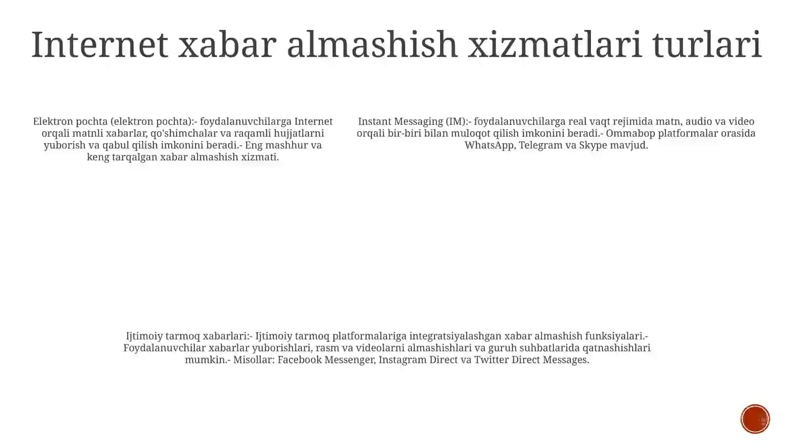 Internetda Xabar Almashish Va So‘Zlashuv Xizmatlari 4