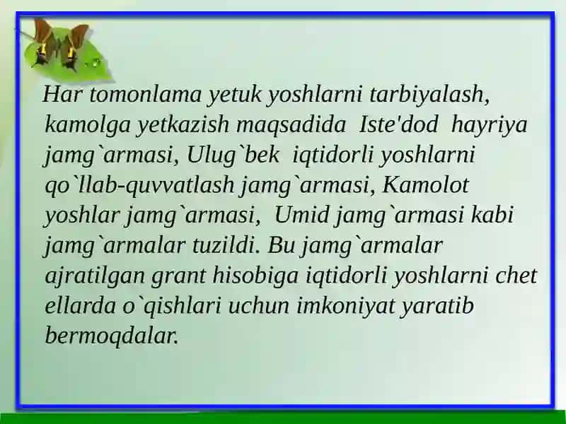 O`zbekiston Respublikasi Ta'lim Tizimi 4