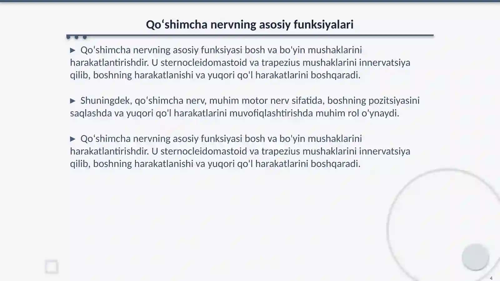 Qoʻshimcha nerv (Nervus accessorius) 4