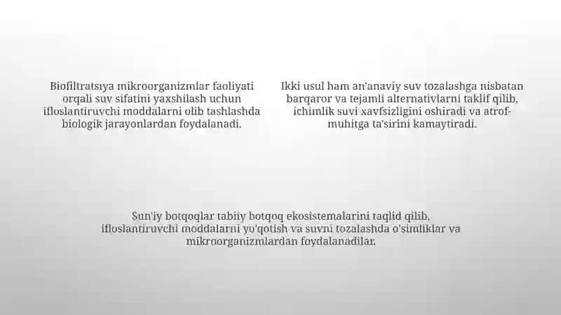 Ichimlik suvining sifatini yaxshilashdagi qo’shimcha usullari 4