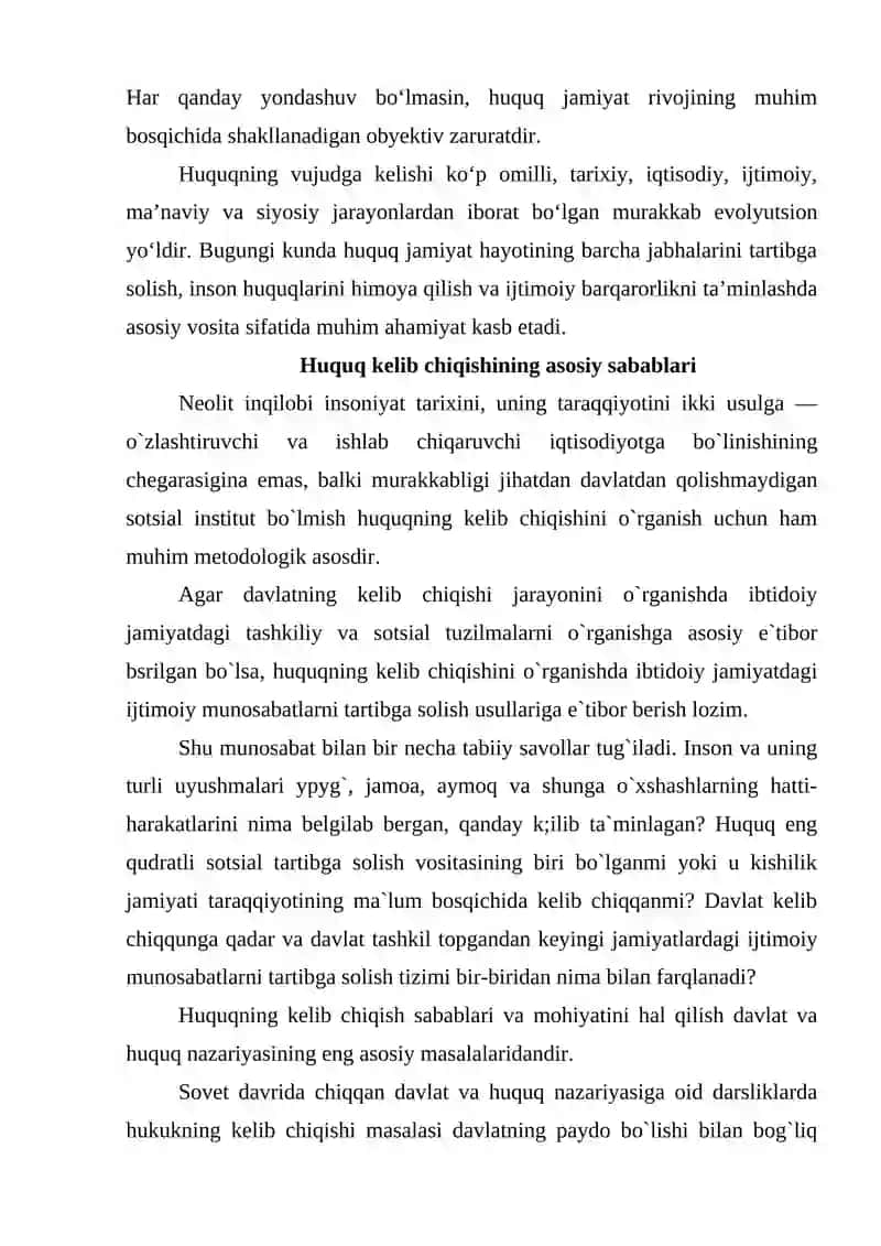Huquqning vujudga kelishi 4