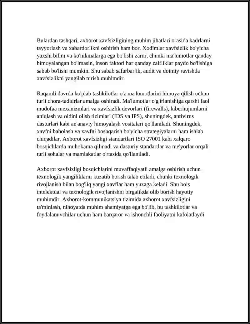 AXBOROT KOMMUNIKATSIYA TIZIMLARIDA AXBOROT XAVFSIZLIGI 4