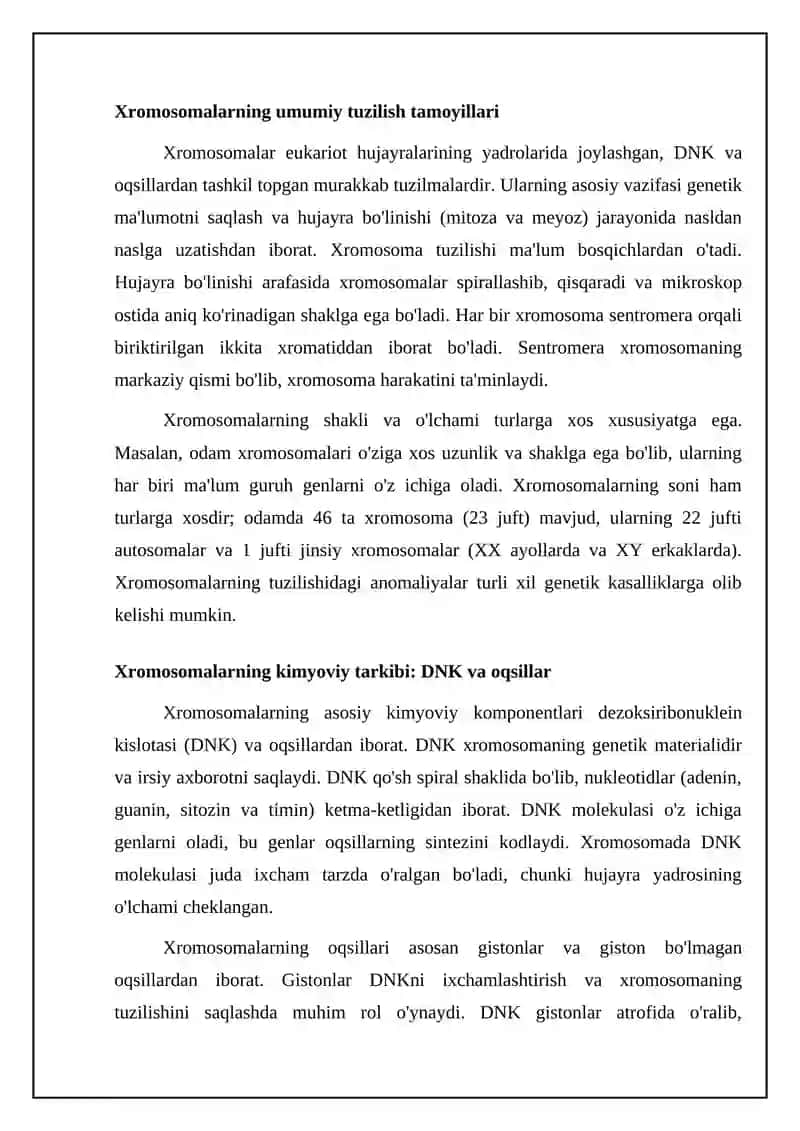 Xromosomalar tuzilishi va evolyutsiyasi 4