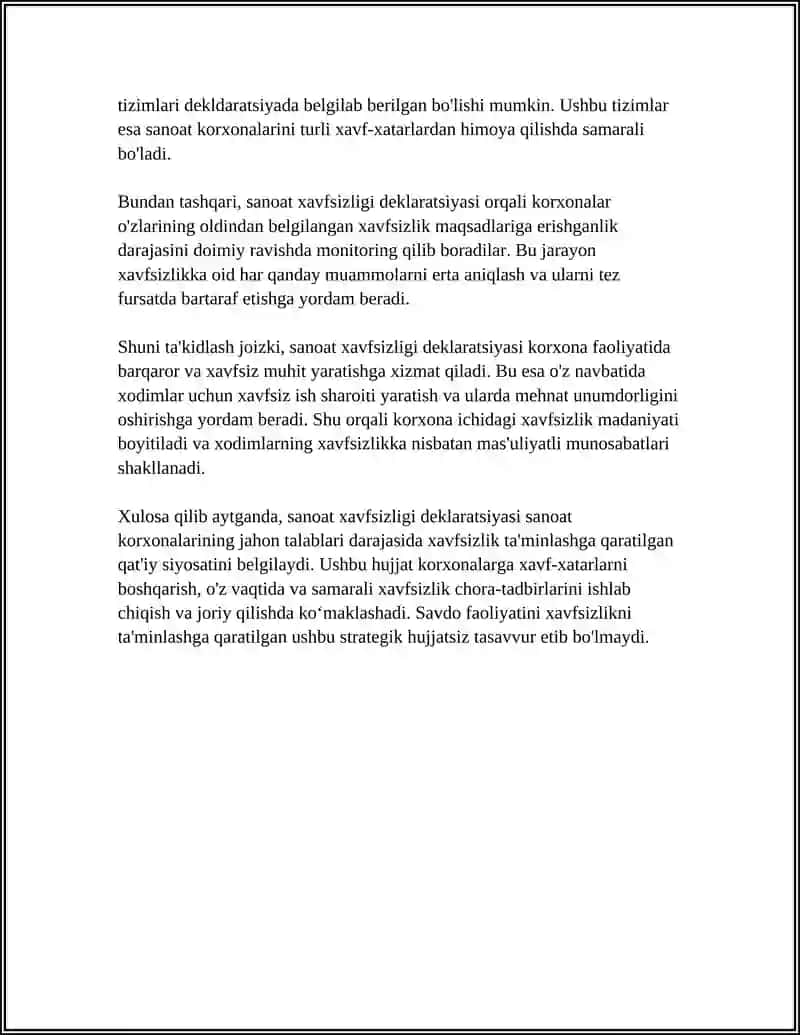 SANOAT XAVFSIZLIGI DEKLARATSIYASI 4