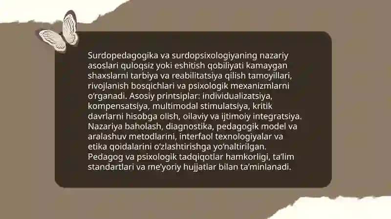 Surdopedagogika va surdopsixologiya fan sifatida Sharifjonova Maftuna MPL-AU-22 4