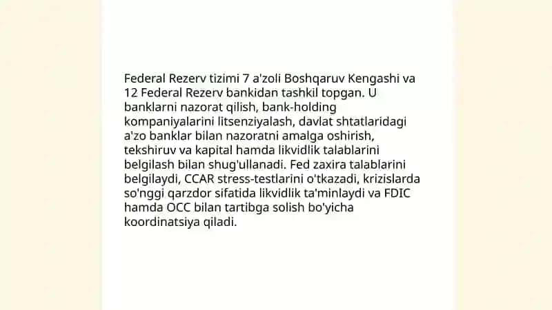 AQSh bank faoliyatini tartibga solish meyoriy huquqiy asoslari va zamonaviy sharoitda ahamiyati 4