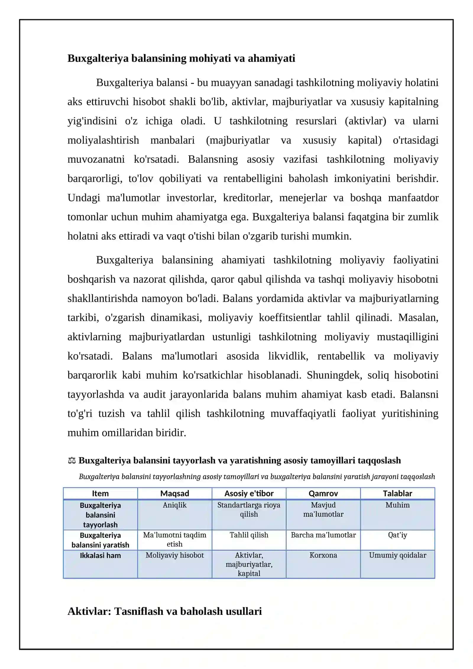 Moliyaviy hisobot fanidan buxgalteriya balansi tuzishning asosiy tamoyillari va balansni tuzish 4