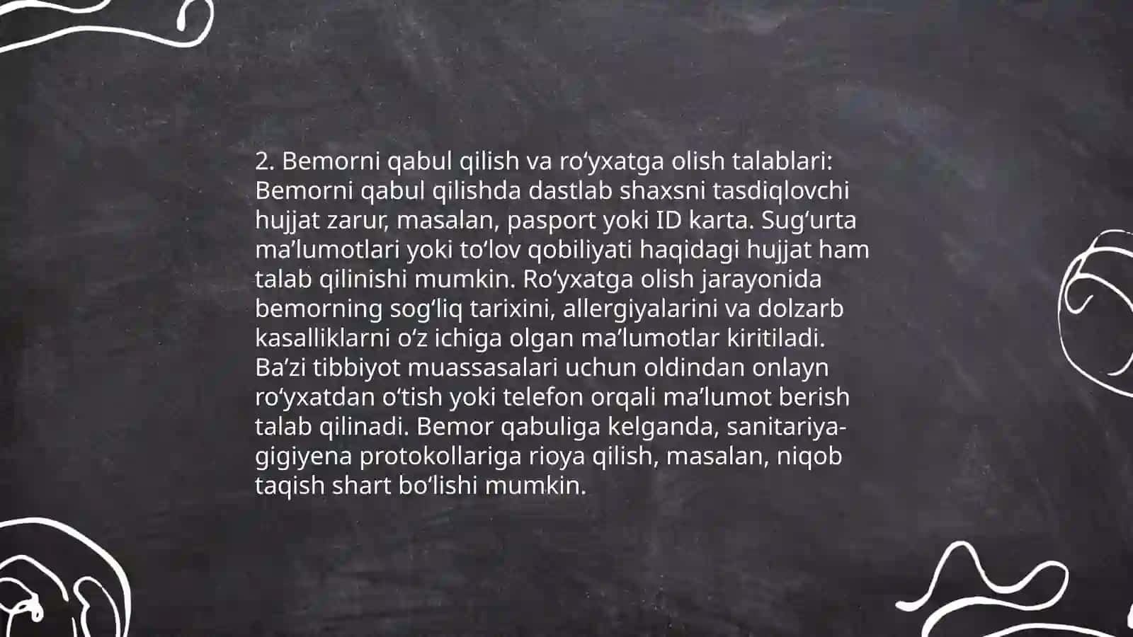 Terapevtik stomatologiya boʻlimini tashkil etish. Talablar 4