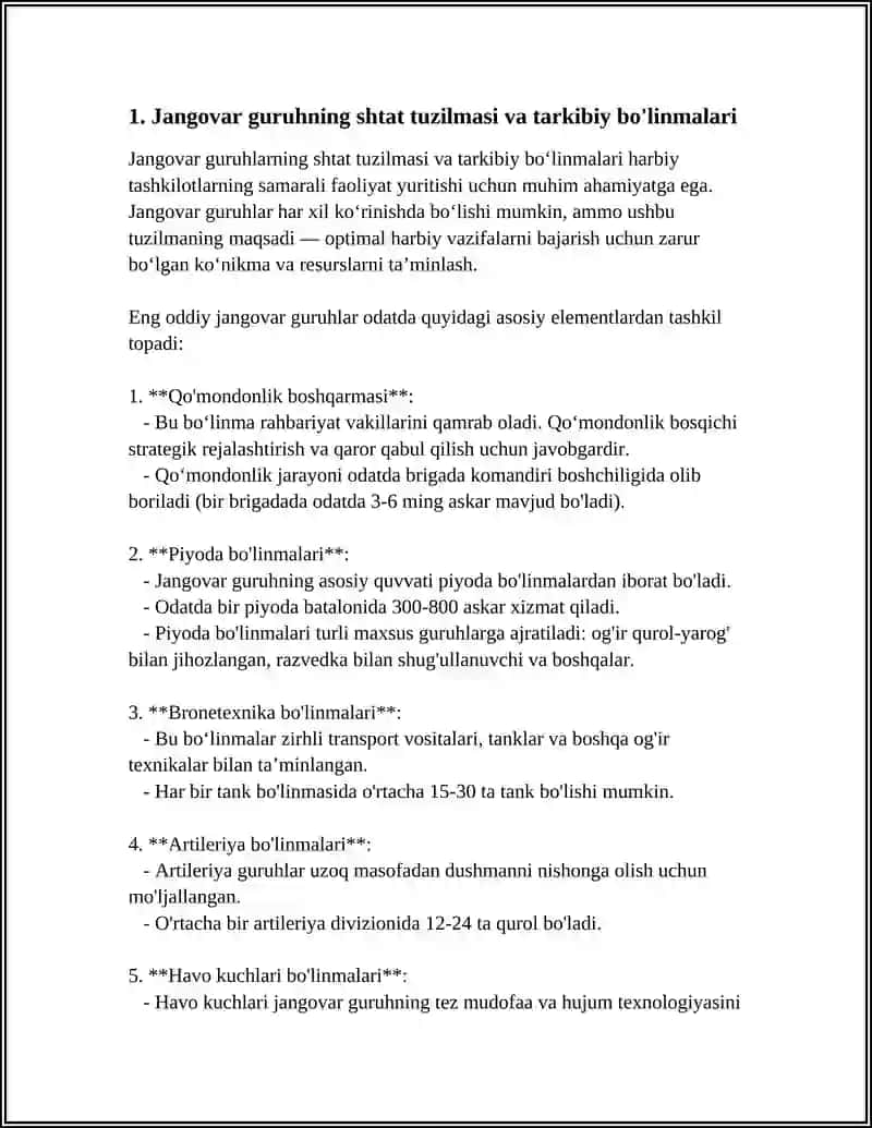 JANGOVAR GURUHINING TASHKILIY SHTAT-TUZILMASI VA JANGOVAR TEXNIKALARI 4