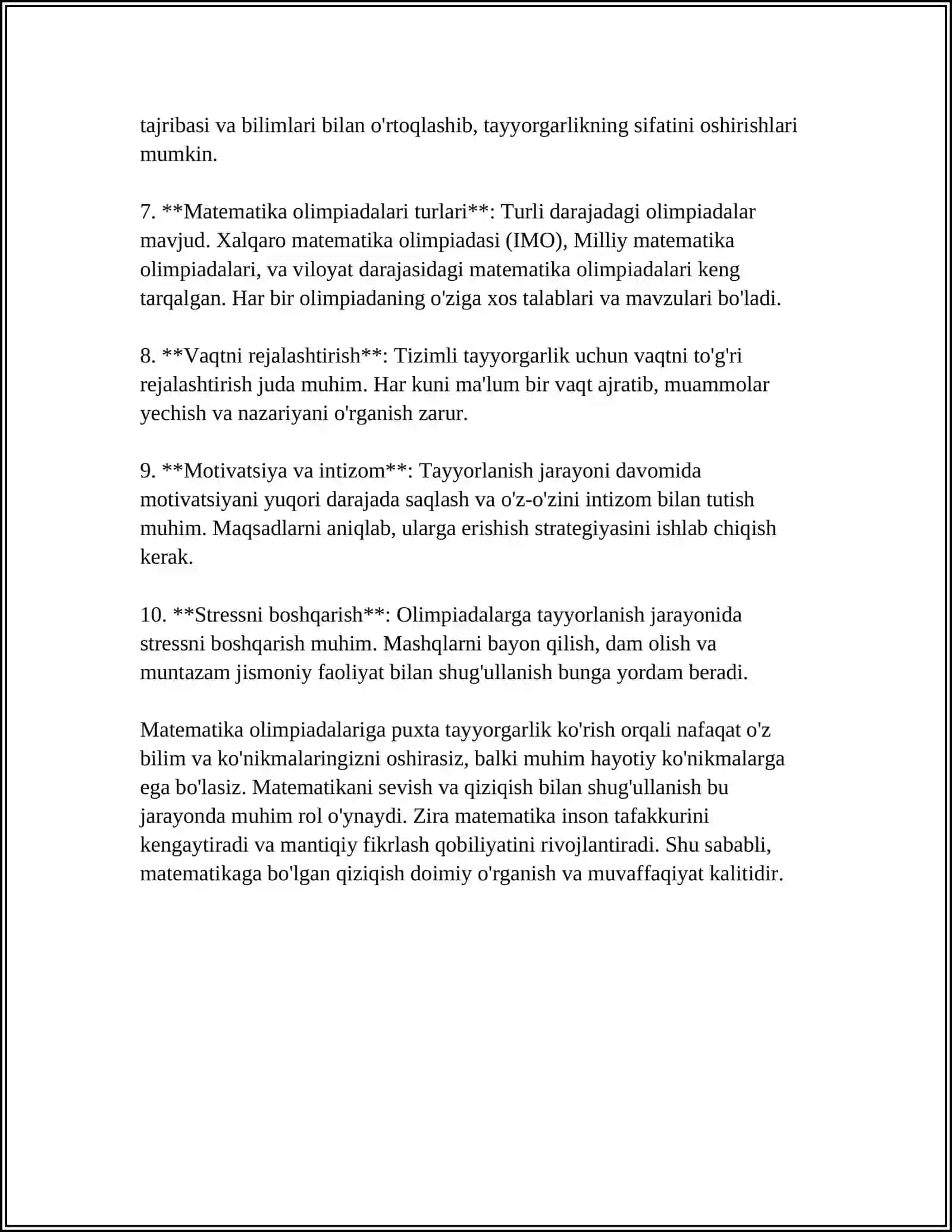 BOSHLANG‘ICH SINFLARDA MATEMATIKADAN SINFDAN TASHQARI ISHLARNI TASHKIL ETISH 4