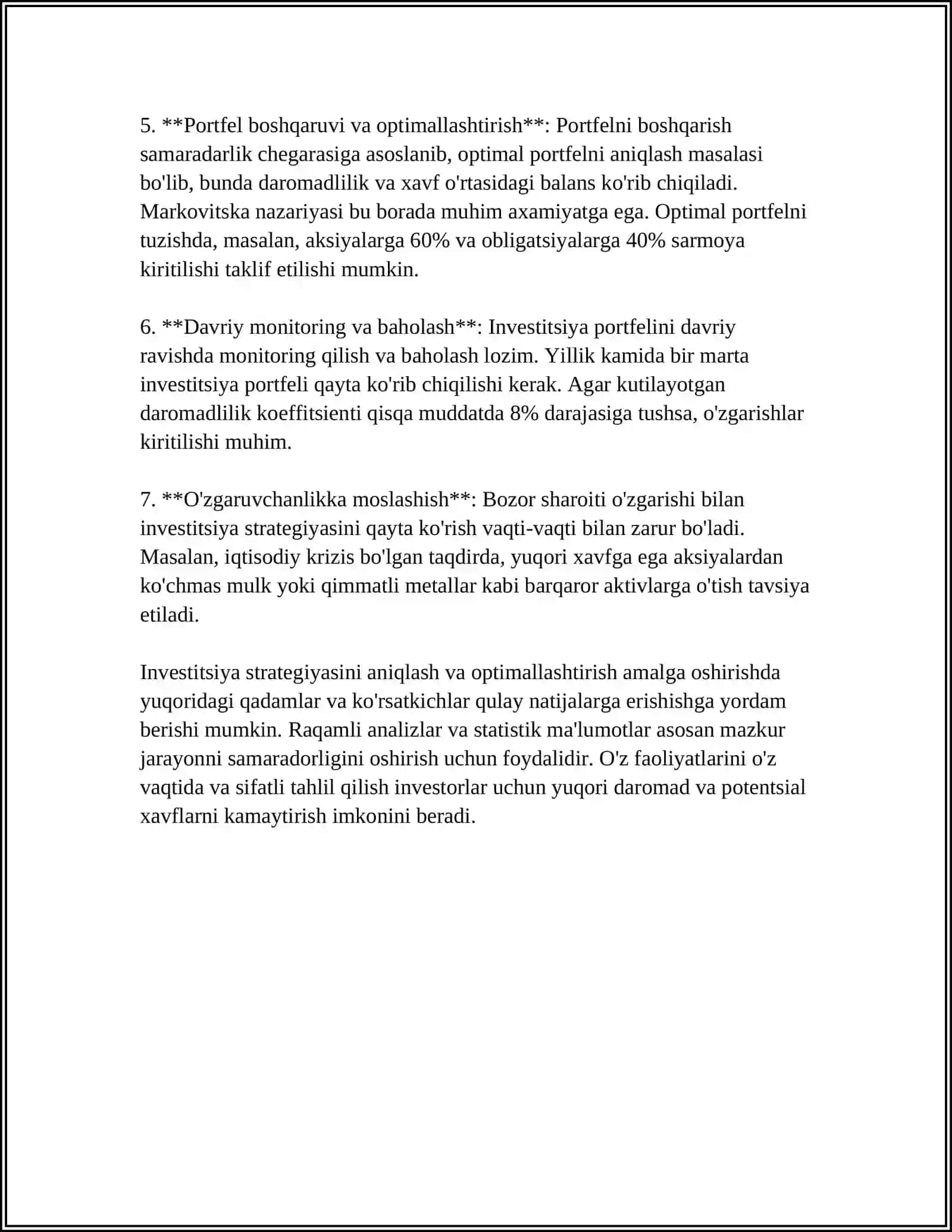 KORXONALARDA INVESTETSION FAOLIYAT SAMARADORLIGINI OSHIRISH YO’NALISHLARI 4