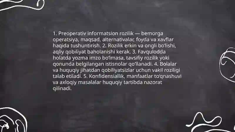 Bemorlarni shoshilinch va rejali operatsiyalariga tayyorlash 4