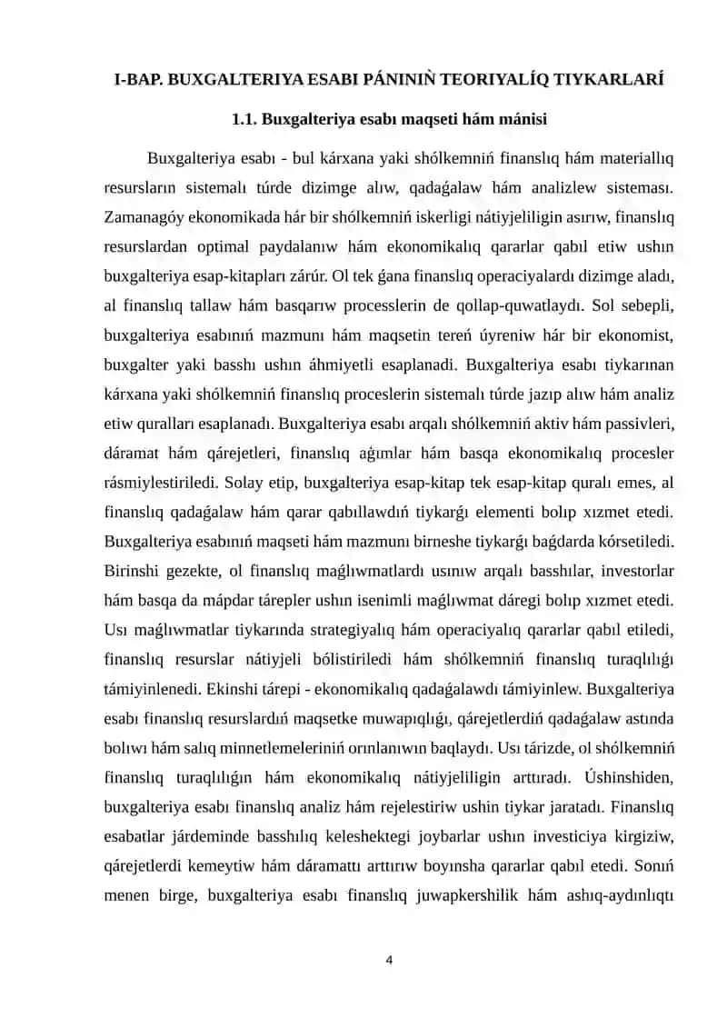 Buxgalteriya esabı pániniń predmeti 4