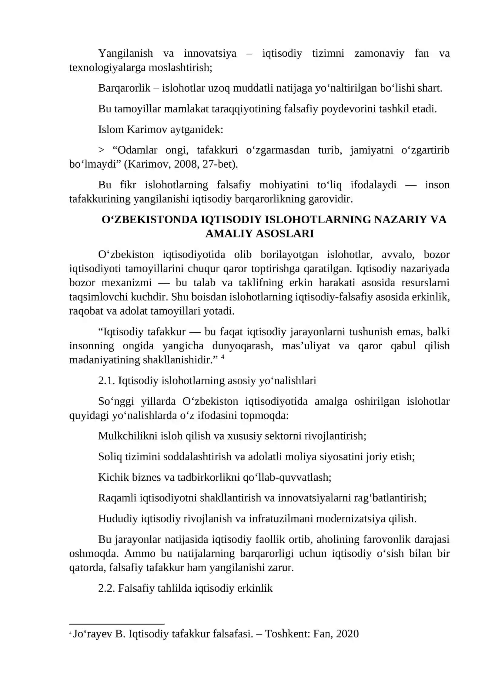 O‘ZBEKISTONDA OLIB BORILAYOTGAN ISLOHOTLARNING IQTISODIY-FALSAFIY ASOSLARI 4