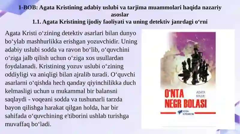 Agata Kristi Individual Uslubi va Tarjima Muammosi ("10 ta Negr Bolasi" romani misolida) 4