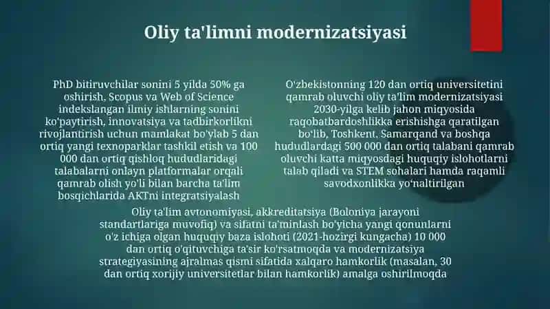 Oʻzbekiston taʼlim tizimini modernizatsiyasi (2017-hozirgacha) 4
