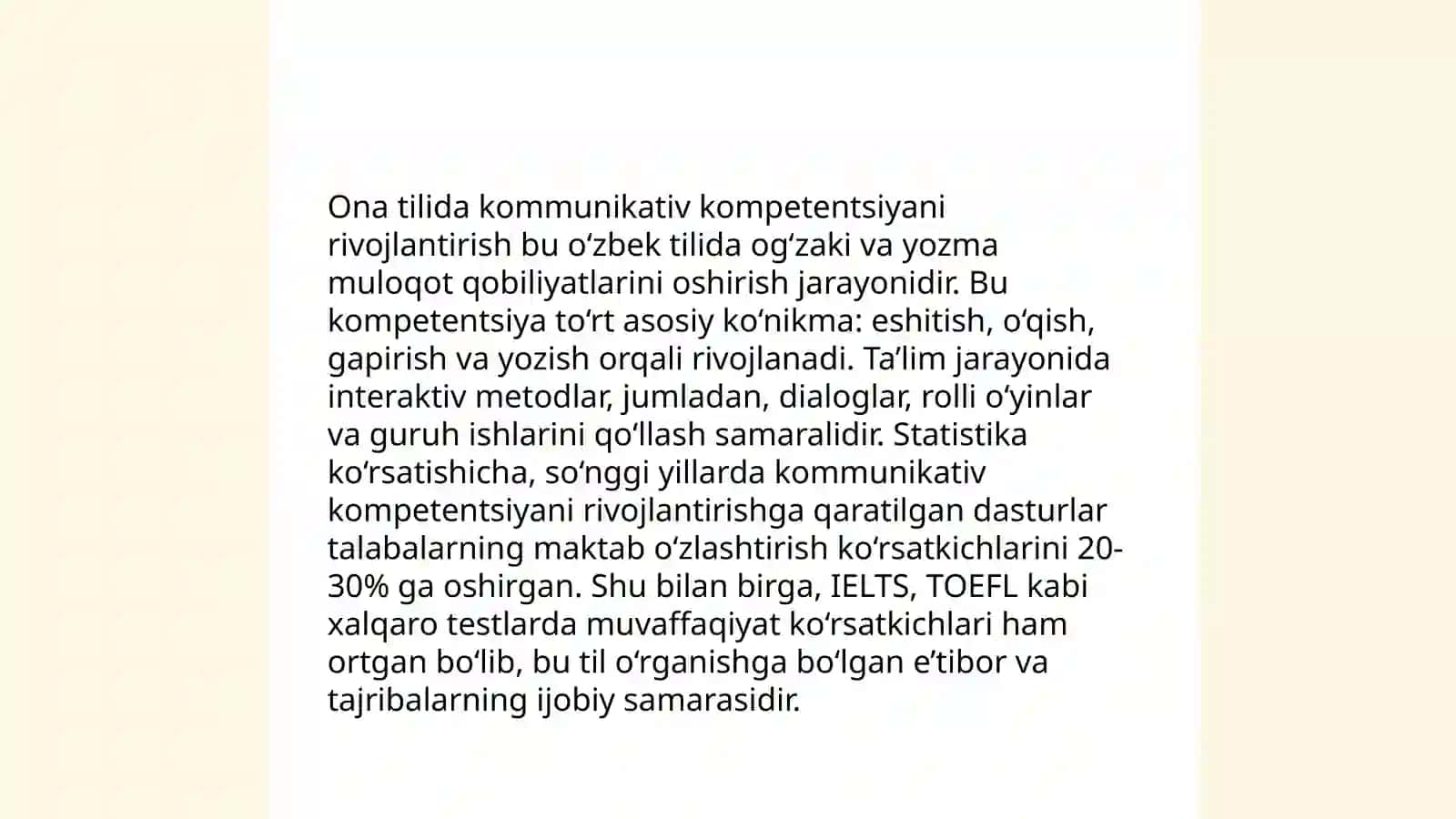 Ona tili fanidan milliy o‘quv dasturi loyihasining mazmun va mohiyati 4
