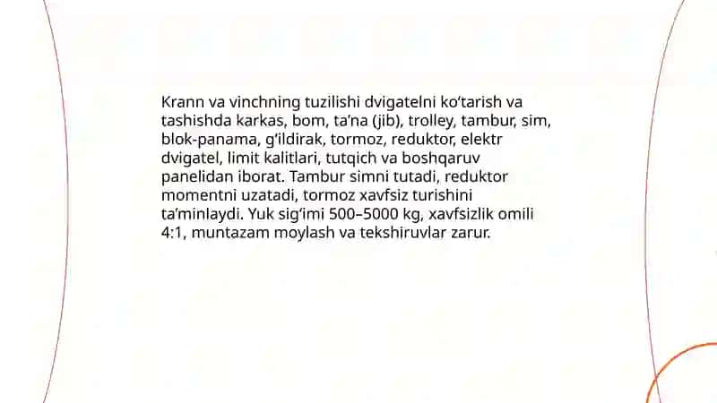 Dvigatelni ta’mirlash, qismlarga ajratish va yig’ish jihozining tuzilishi o‘rganish 4