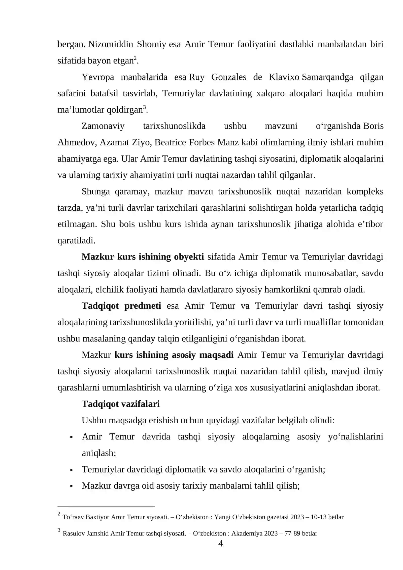 Amir Temur va Temuriylar davrining tashqi siyosiy aloqalari tarixshunosligi 4