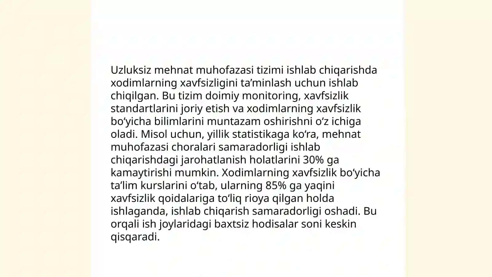 MASHINASOZLIK KORXONALARIDA UZLUKSIZ MEHNAT MUHOFAZASI TIZIMINI TASHKIL ETISH TARTIBI ME’YORIY HUJJATLAR TASNIFI 4