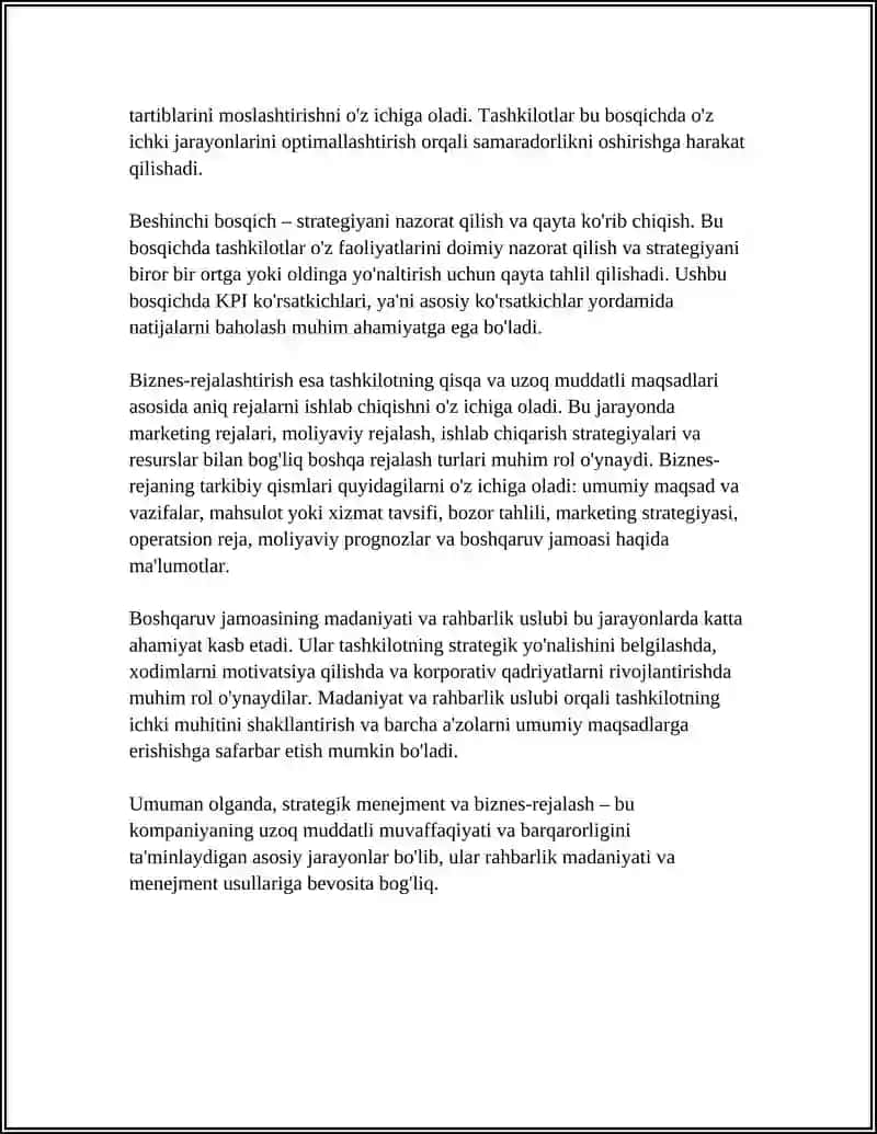 BIZNESDA MENEJMENT USULLARI, RAHBARLIK VA UNING MADANIYATI 4