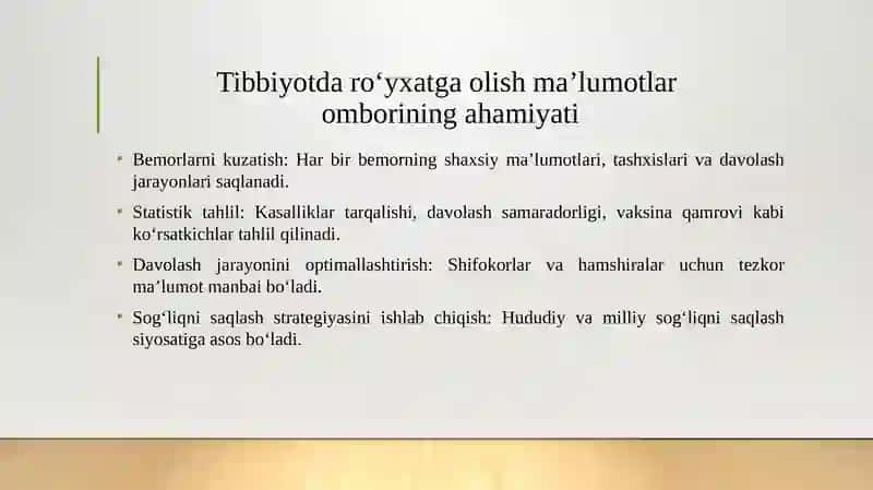 Ro‘yxatga olish ma’lumotlar omborini yaratish 4
