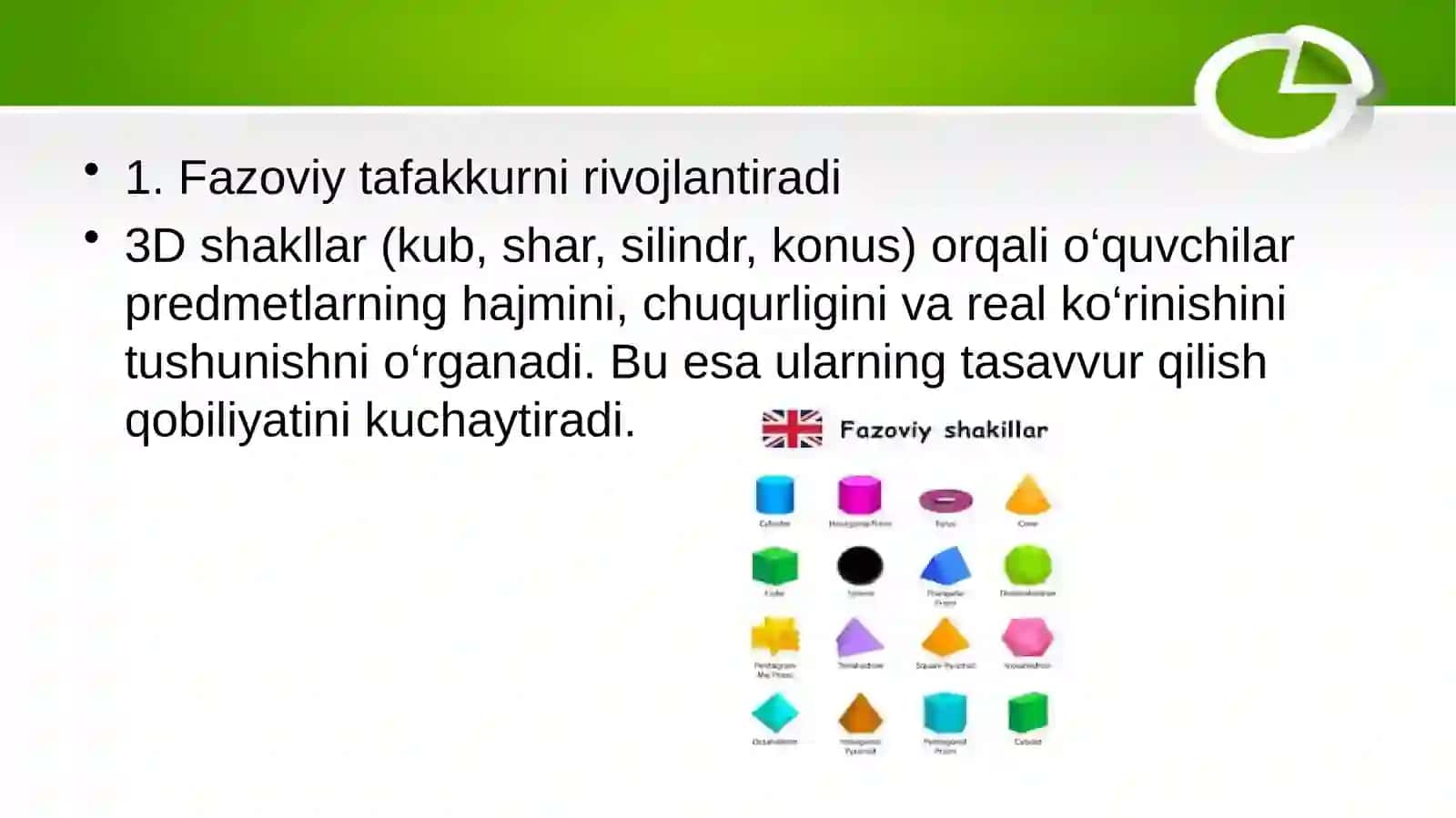 3D shakllar (uch o‘lchamli shakllar) 4
