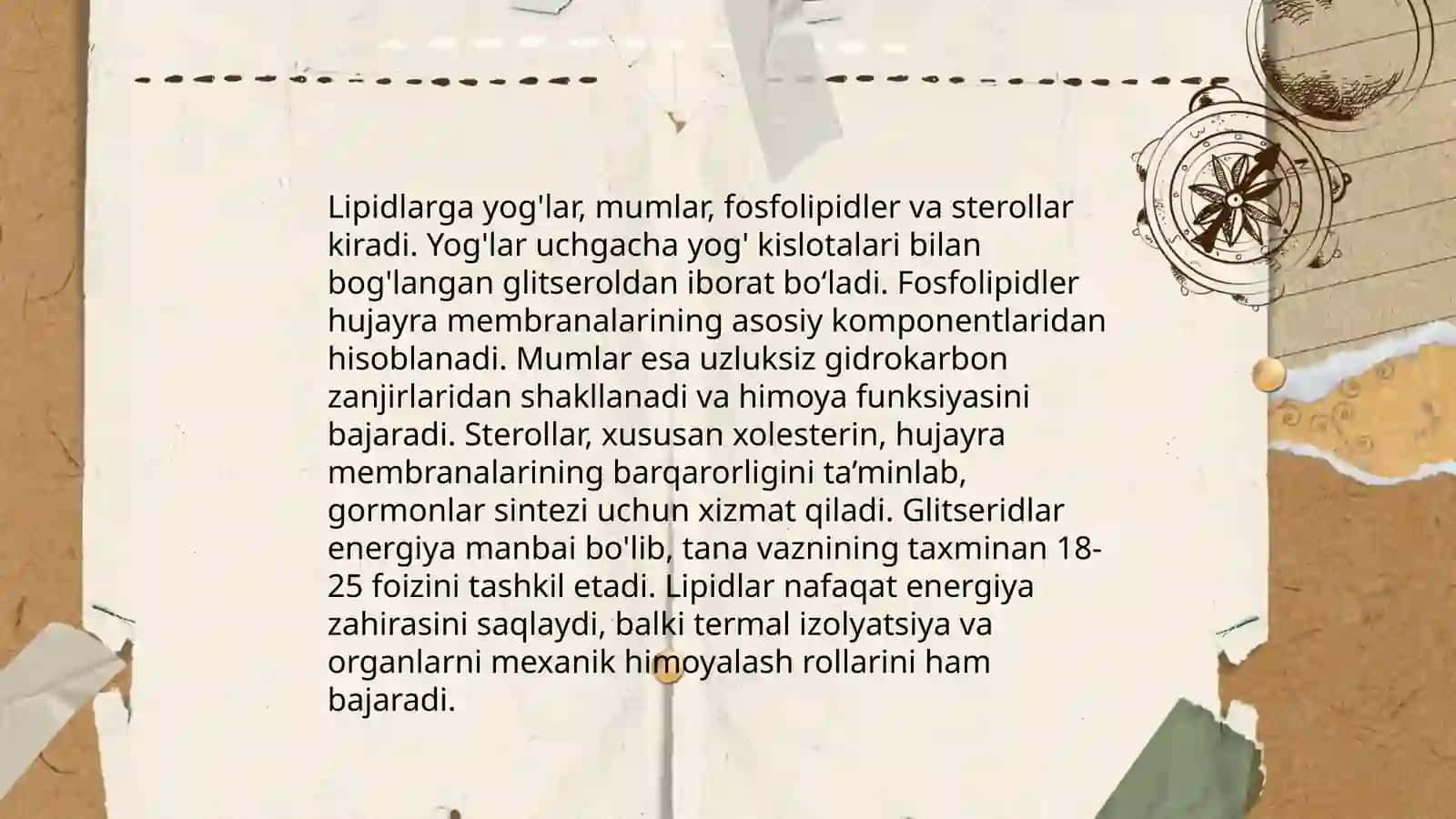 Lipidlar tuzilishi, funksiyasiga metabolizmi JOʻRAYEV JAMSHID 4
